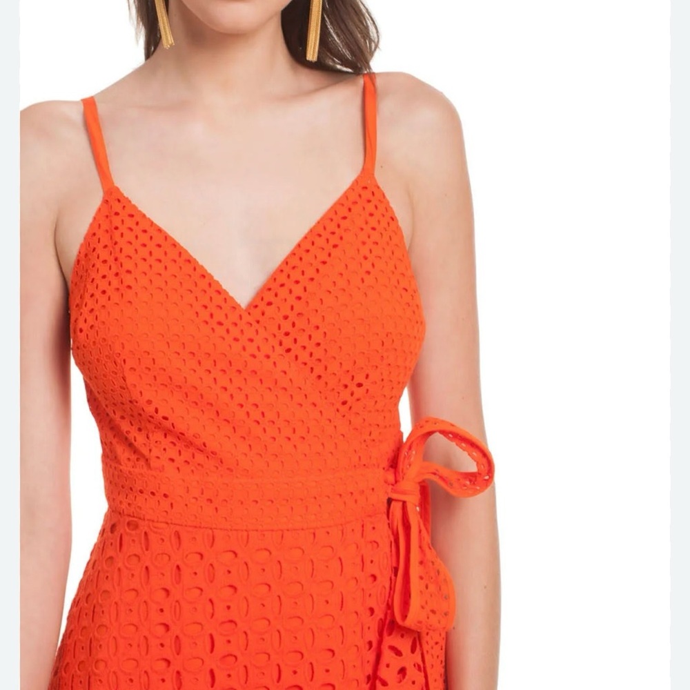 Trina Turk Eyelet Wrap Cotton Midi Dress